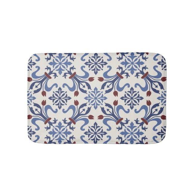 Damask Majolica Tile Design Badematte (Vorderseite)