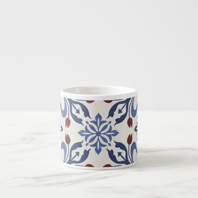 Damask Majolica Tile Design Espressotasse (Vorderseite)