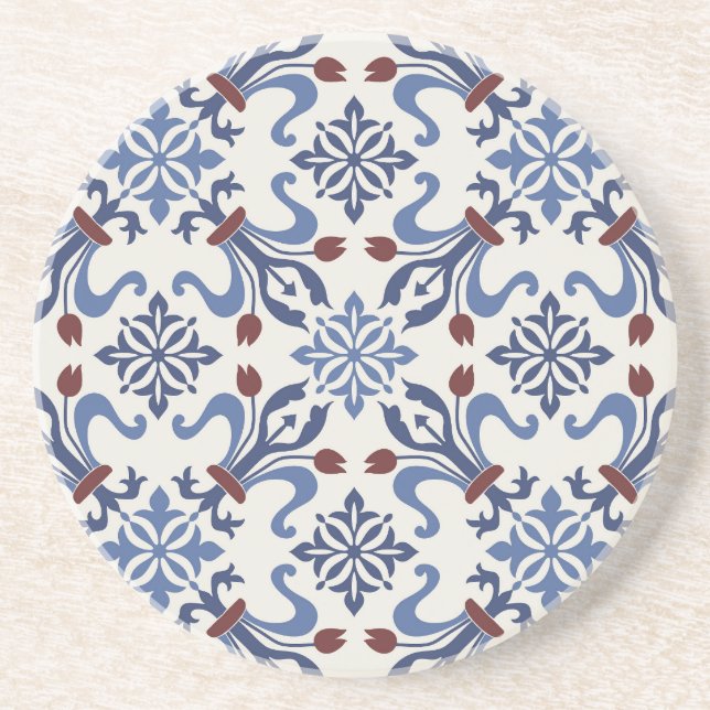 Damask Majolica Tile Design Getränkeuntersetzer (Vorne)