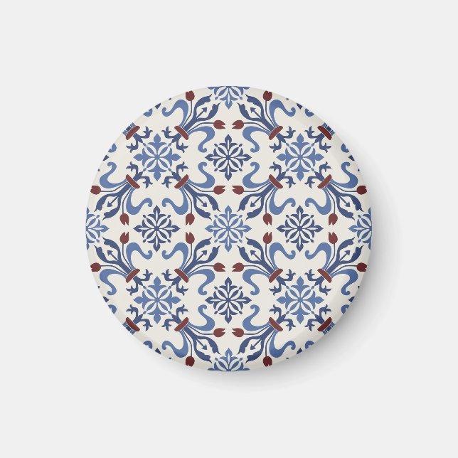 Damask Majolica Tile Design Magnet (Vorne)