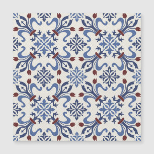 Damask Majolica Tile Design Magnetkarte