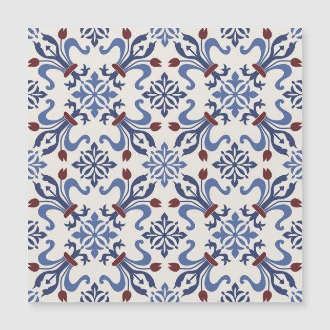 Damask Majolica Tile Design Magnetkarte (Vorderseite)