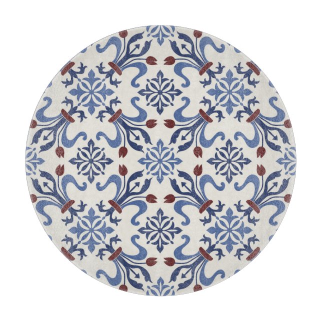 Damask Majolica Tile Design Schneidebrett (Vorderseite)