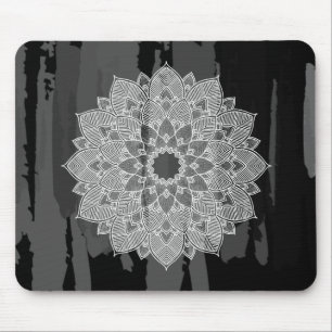 Damask-Mandala-Abstrakt Schwarz Aquarell Vintage Mousepad