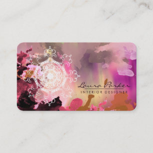 Damask Mandala Abstrakt Watercolor Artist Vintag Visitenkarte