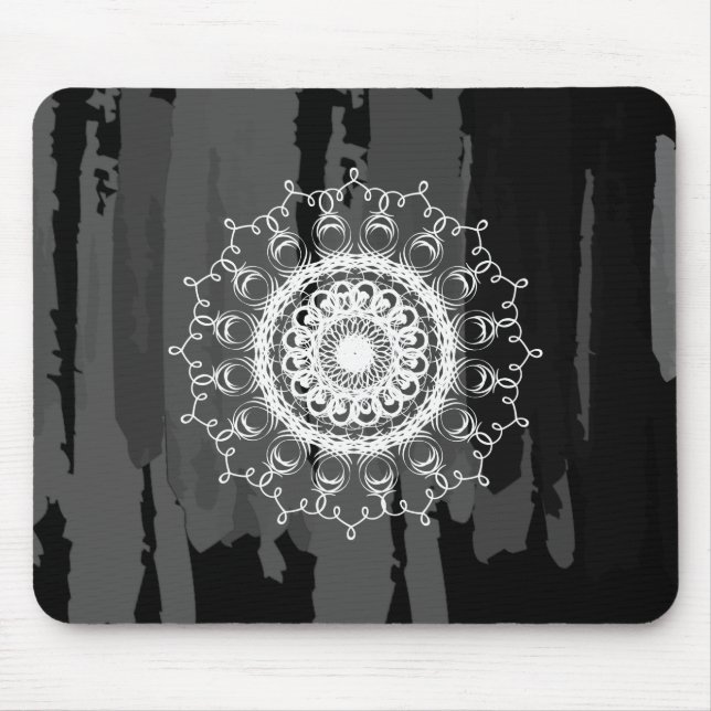 Damask MandalaBlack und White Wassercolor Mousepad (Vorne)