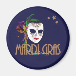 Damask Mardi Gras Mask Magnet