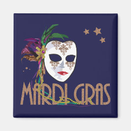 Damask Mardi Gras Mask Magnet