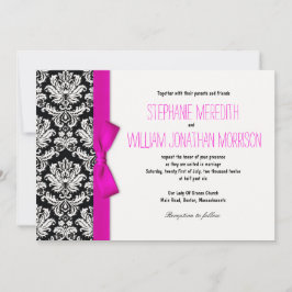 Damask mit Hot Pink Bow Einladung