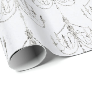 Damask mit weißem und silberem Fohlen Geschenkpapier