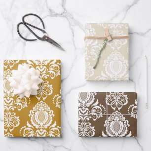 Damask Modernes Farbmuster Geschenkpapier Set