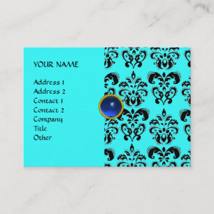 DAMASK MON RUBY hellblau grau gold Visitenkarte