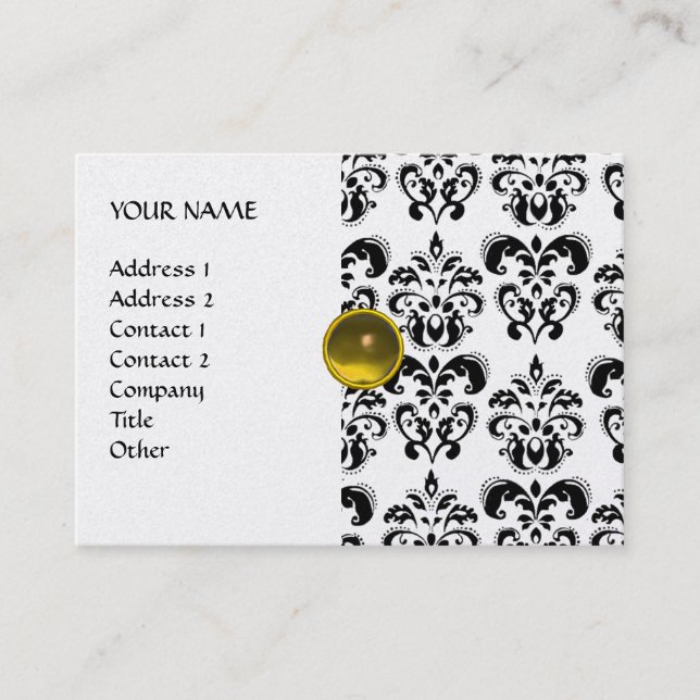 DAMASK MON RUBY hellgelbes Goldplatingold Visitenkarte (Vorderseite)