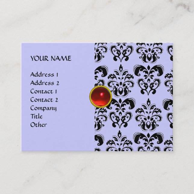DAMASK MON RUBY hellrotes violettes Graugold Visitenkarte (Vorderseite)