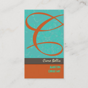 Damask Monogram Business Card Visitenkarte