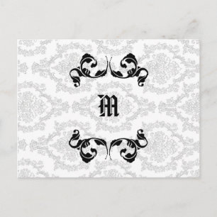 Damask Monogram Design Postkarte