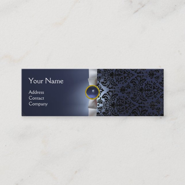DAMASK MONOGRAM Edelband lila Mini Visitenkarte (Vorderseite)