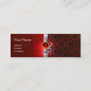 DAMASK MONOGRAM Edelband weiß rot Mini Visitenkarte