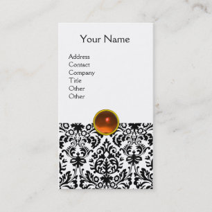 DAMASK MONOGRAM-Edelstein Orange Visitenkarte