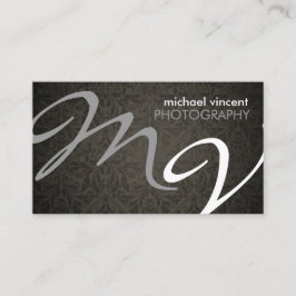 Damask Monogram Fotograf Business Card Visitenkarte