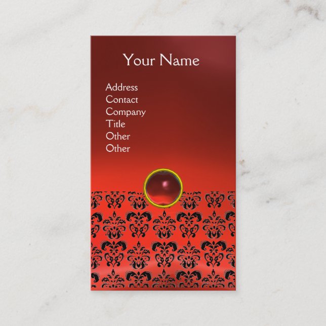 DAMASK MONOGRAM-Juwel Red Ruby Visitenkarte (Vorderseite)