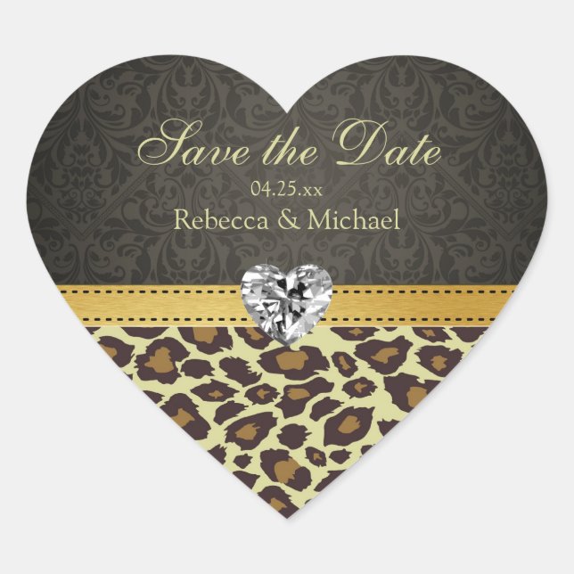 Damask Monogram Leopard Enregistrer les stickers D (Devant)