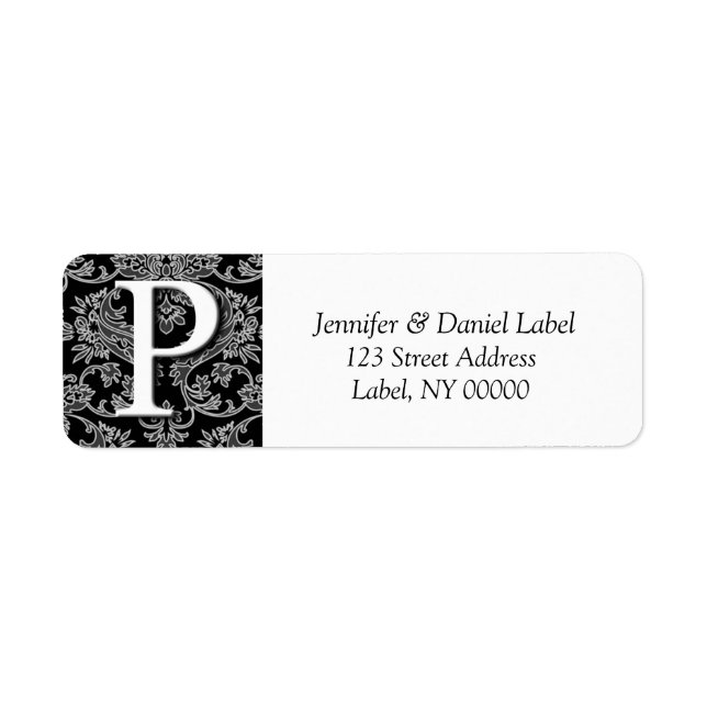 Damask Monogram P Address Mailing Labels (Vorne)