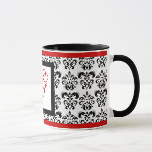 DAMASK MONOGRAM, rot Tasse