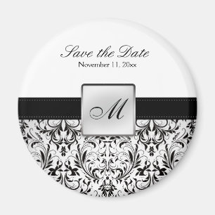 Damask Monogram Save the Date Magnete Magnet