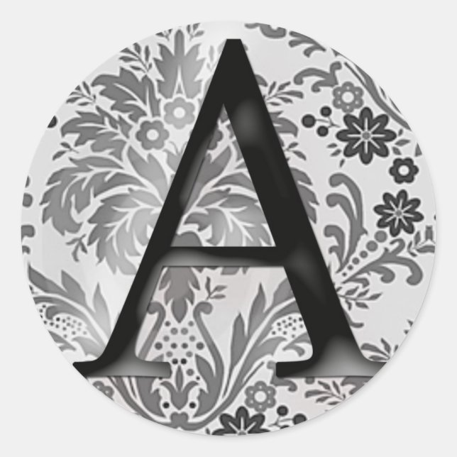 Damask Monogram Sticker - Initial A (Vorderseite)