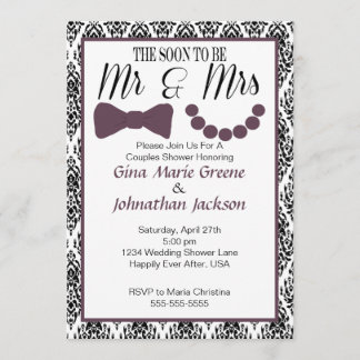 Damask Mr et Mme Shower Invitation (auberge)