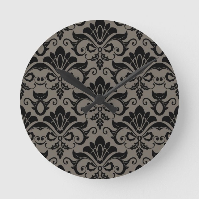 Damask Muster 2 Runde Wanduhr (Vorderseite)