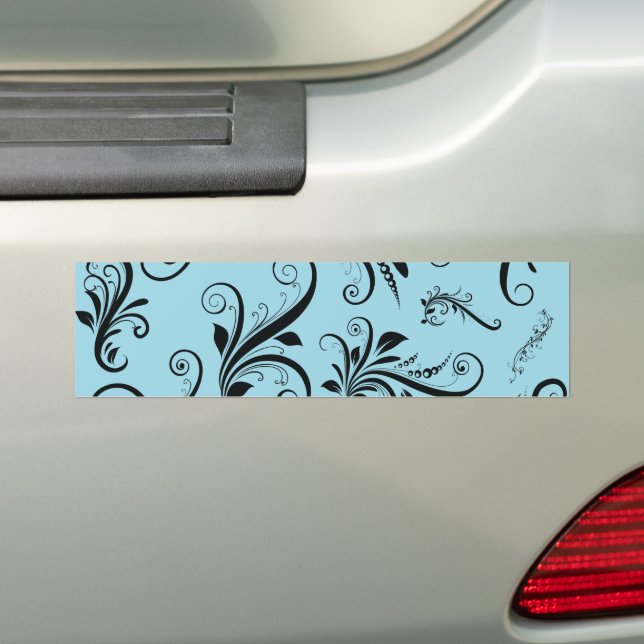 Damask Muster, Blue Damask, französischer Damaske Autoaufkleber (Auf Auto)