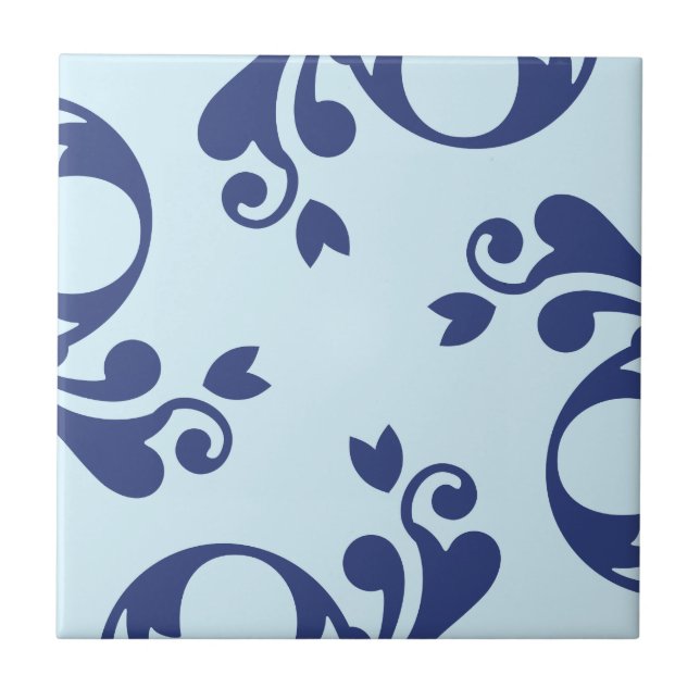Damask Muster, Blue Damask, französischer Damaske Fliese (Vorderseite)