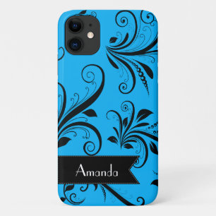 Damask Muster, Blue Damask, Ihr Name Case-Mate iPhone Hülle