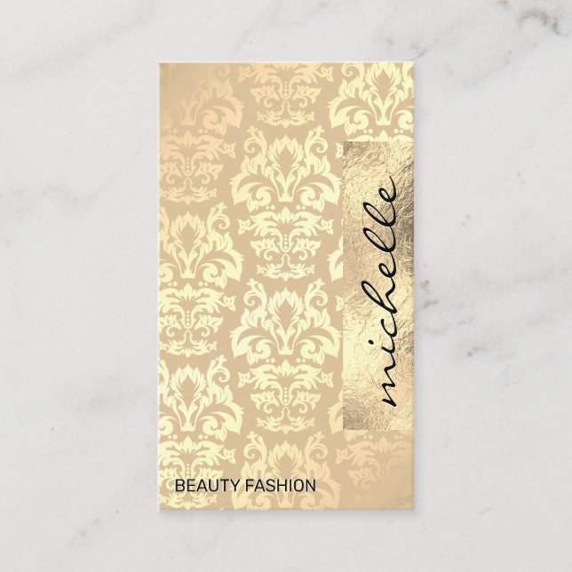 Damask Muster | Geometric Gold Foil Visitenkarte (Vorderseite)