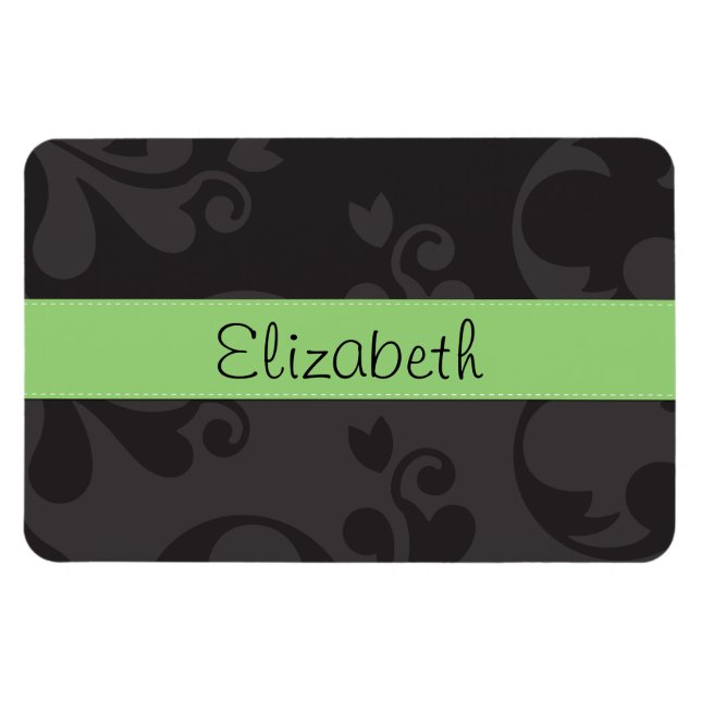 Damask Muster, Grau Damaske, Ihr Name Magnet (Horizontal)