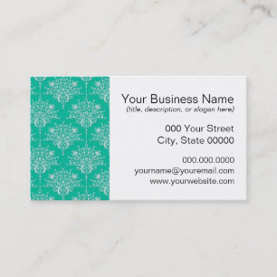 Damask Muster in Mini Aquamarin Green und White Visitenkarte