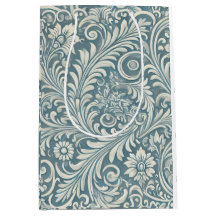 Damask Muster in Soft Blue und Ivory