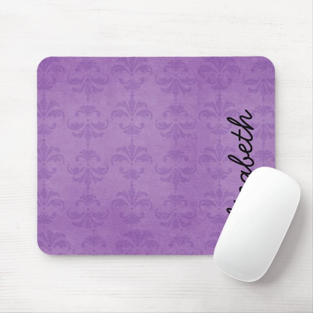 Damask Muster, Lila Damask, Ihr Name Mousepad (Mit Mouse)