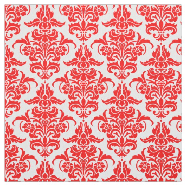 Damask Muster - Rot auf Weiß Stoff (Muster)