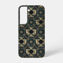 Damask Nahtlose Muster Blume aquamarin, Gold, Schw Samsung Galaxy Hülle