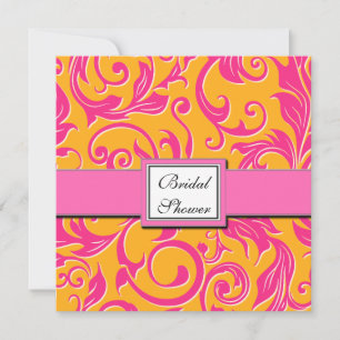 Damask Orange & Pink Bridal Dusche Einladungen