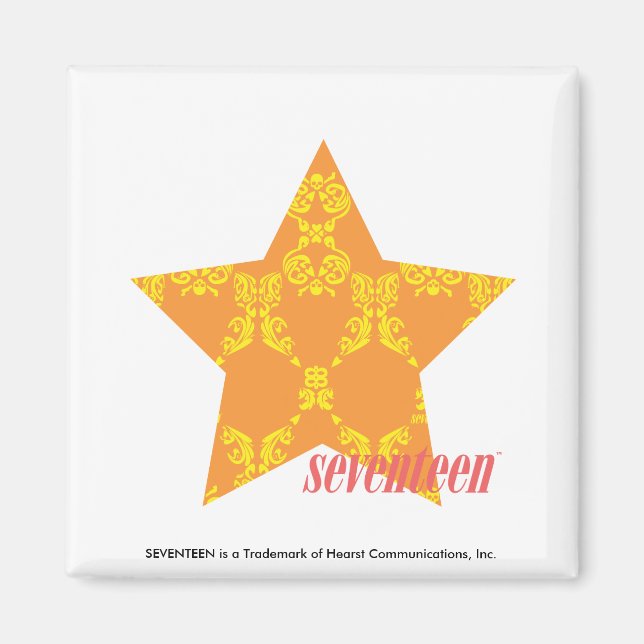 Damask Orange-Yellow 3 Magnet (Vorne)