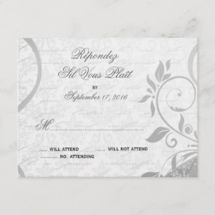 Damask Parisienne - Elegantes Schwarz & Weiß UAWG RSVP Karte