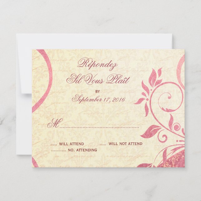 Damask Parisienne - Honeysuckle & Ivory UAWG RSVP Karte (Vorderseite)