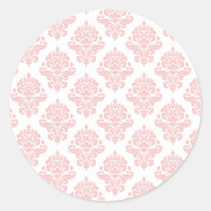 Damask Pastell Pink Peach Runder Aufkleber