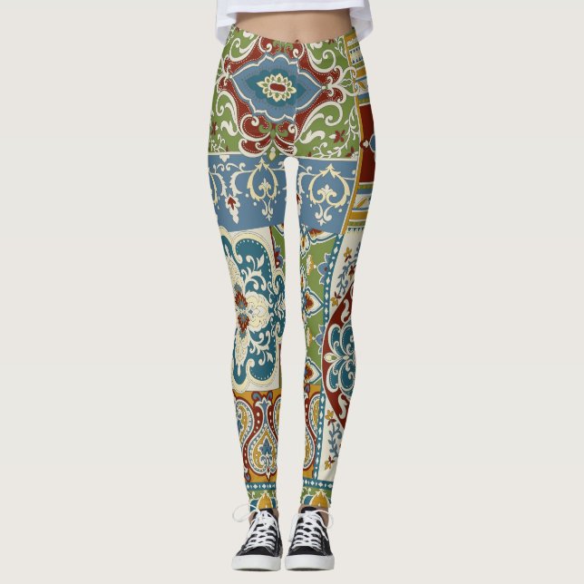 Damask Patchwork: Farbiges türkisches Vintag. Leggings (Vorderseite)
