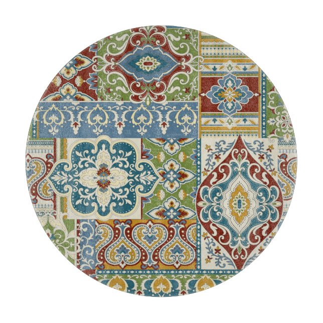 Damask Patchwork: Farbiges türkisches Vintag. Schneidebrett (Vorderseite)