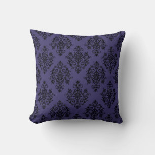 Damask Pattern auf reicher blauer Velvet Kissen
